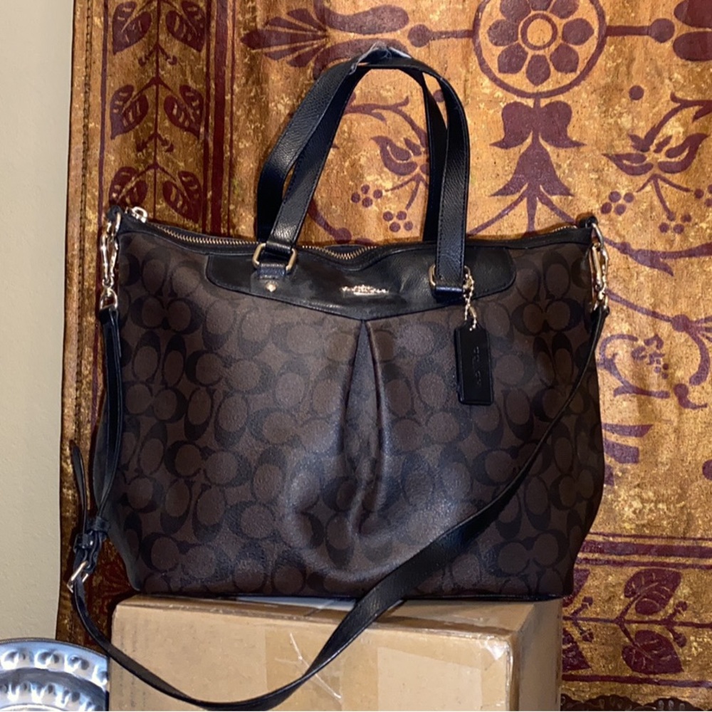Deep brown a coach bag.